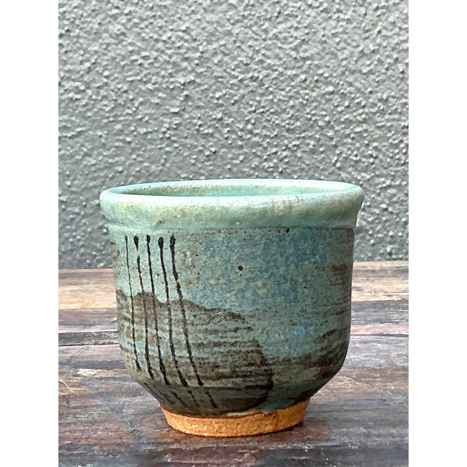 XX secolo Vaso piccolo d'epoca Boho Original Studio Pottery in vendita