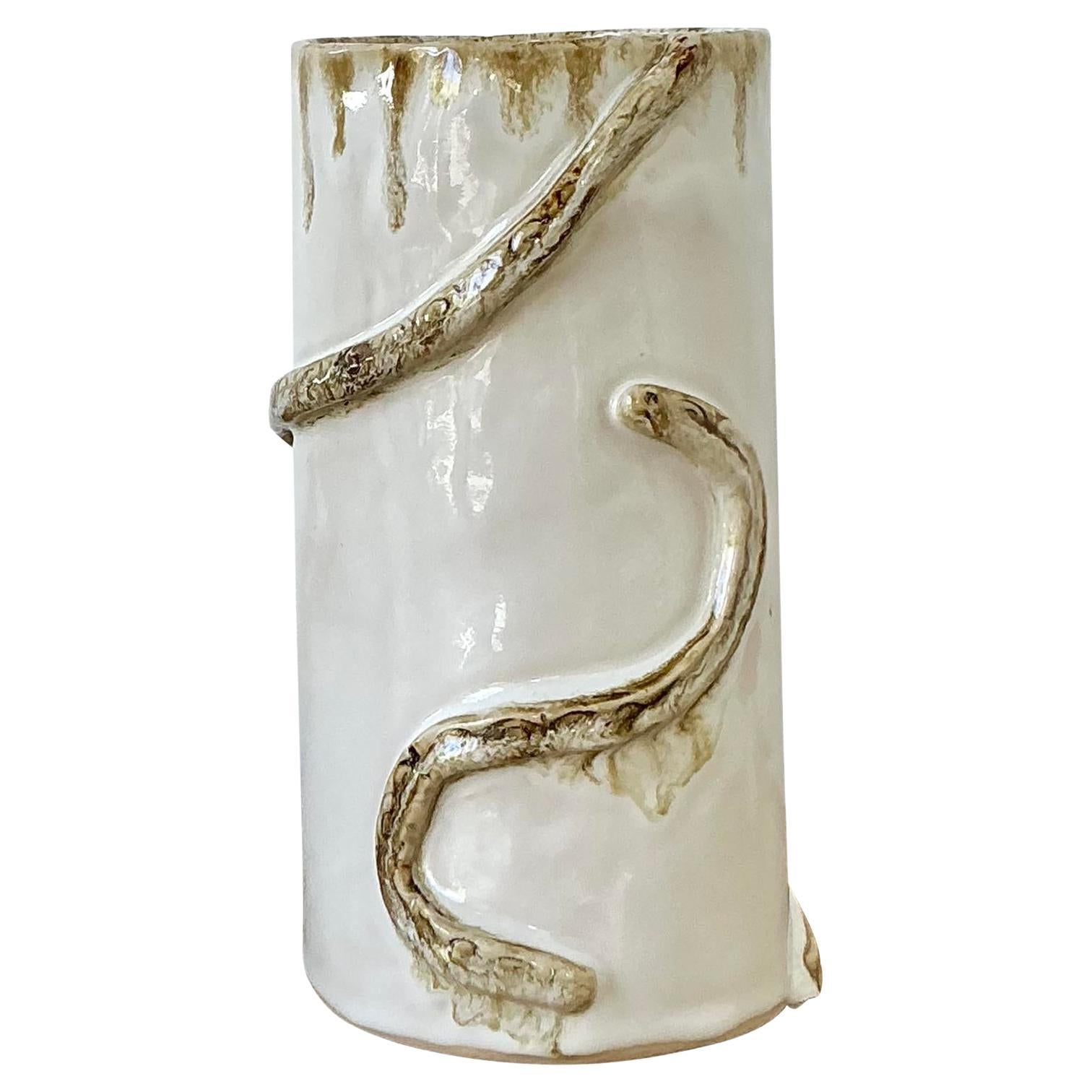 Vintage Boho Original Studio Pottery Snake Vase