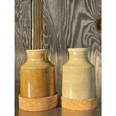 Paire de vases vintage Boho Original Studio Pottery