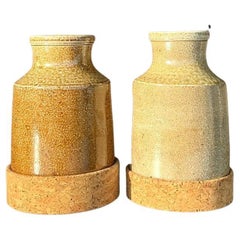 Jarrón Vintage Boho Original Studio Pottery - un par