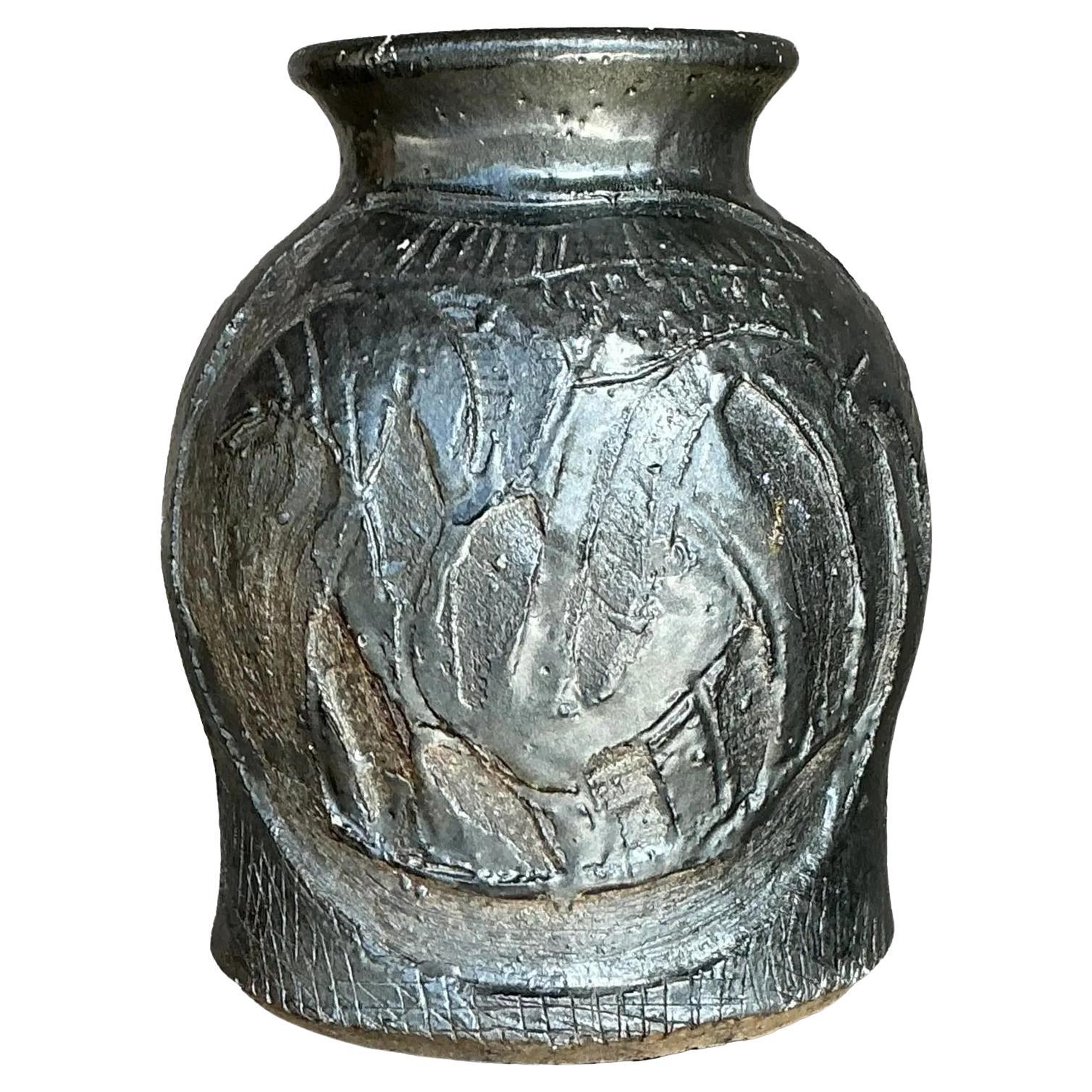 Vintage Boho Original Studio Pottery Vase