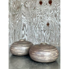 Vintage Boho Original Studio Pottery Vintage-Vase, 2er-Set, Vintage