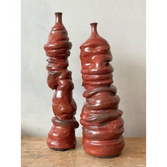 Vasi vintage Boho Original Studio Pottery - Set di 2