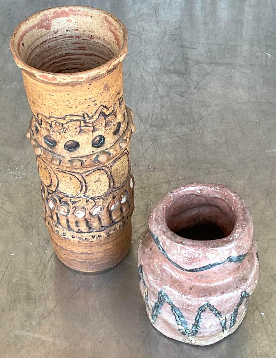Jarrones Vintage Boho Original Studio Pottery - Lote de 2 Alfarería en venta