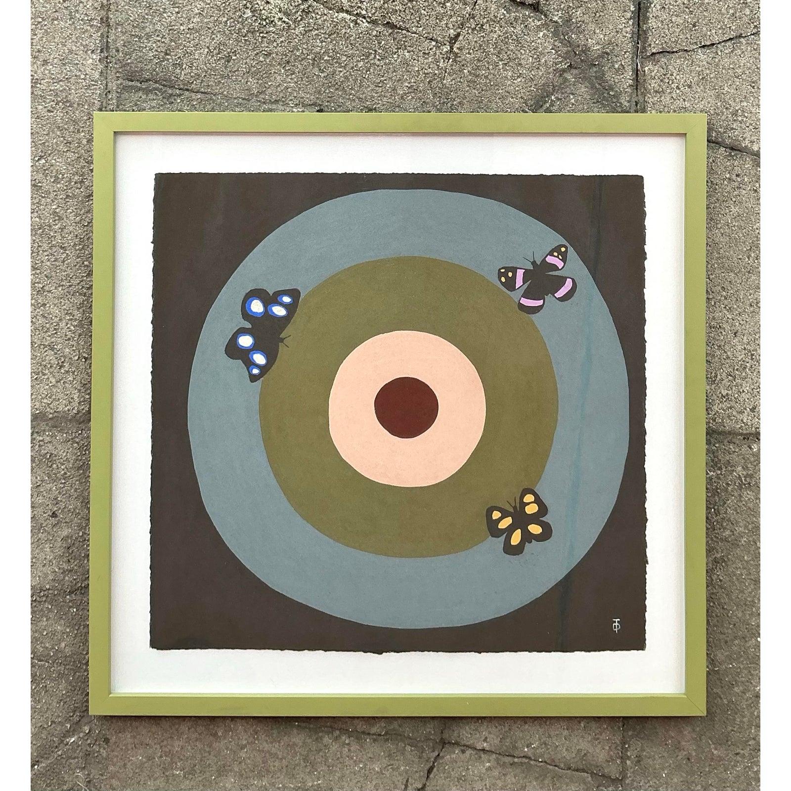 Dai un tocco vivace e meditativo ai tuoi interni con questo disegno originale a pastello di Theresa Drapkin, intitolato 