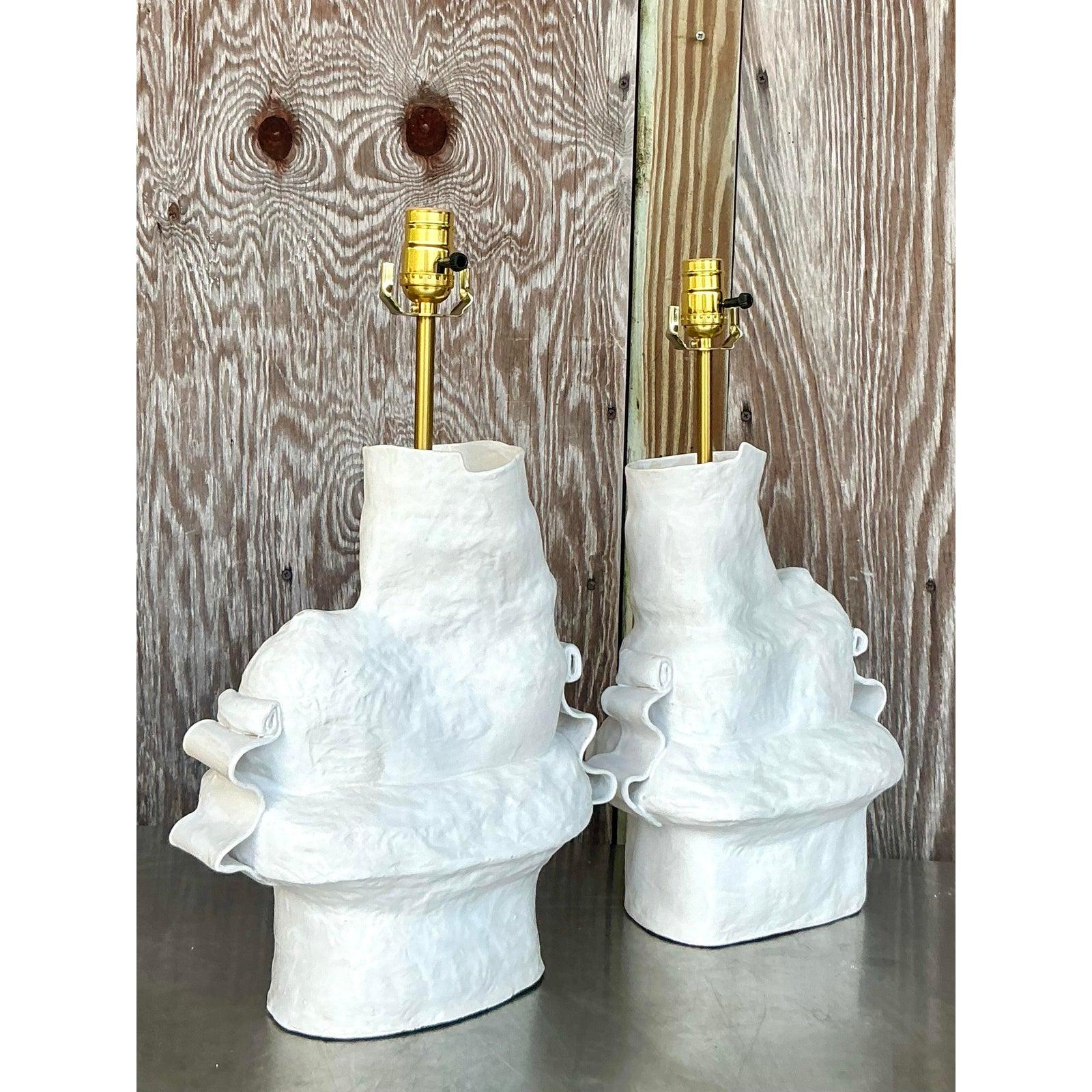 Contemporary Vintage Boho Original Ursula Schwartz Studio Pottery Lamps - a Pair For Sale