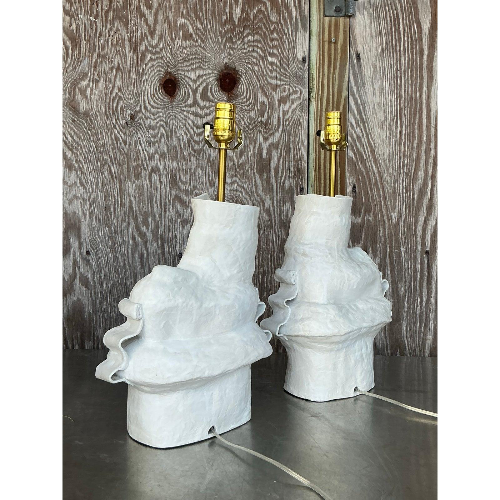 Vintage Boho Original Ursula Schwartz Studio Pottery Lamps - a Pair For Sale 1