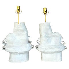 Vintage Boho Original Urusula Schwartz Studio Pottery Lamps - a Pair