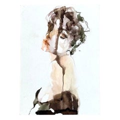 Vintage Boho Original Aquarell auf Box Mount