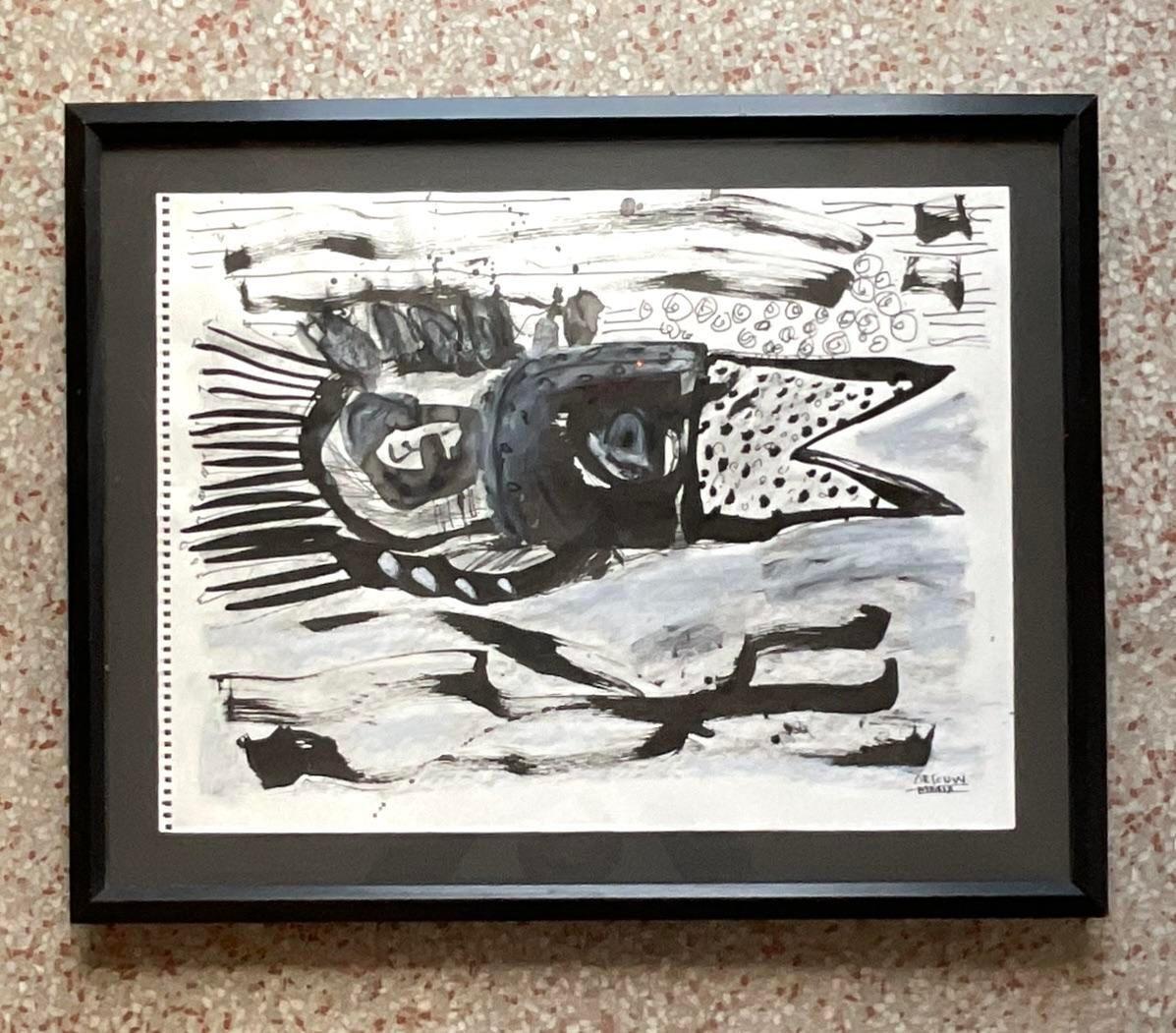 Aquarelle originale de Boho sur papier signée John Van Orsouw 2009 Bon état - En vente à West Palm Beach, FL