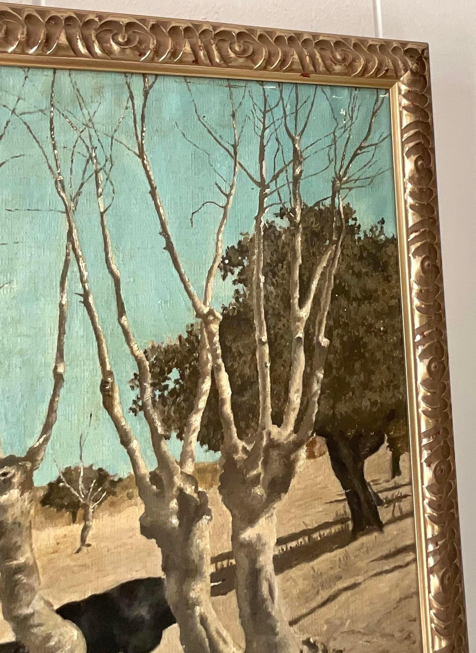 20th Century Vintage Boho Original Western Landscape Oil Painting on Canvas For Sale