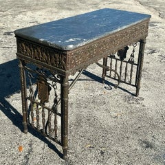 Vintage Boho Oscar Bach Bronze Console Table