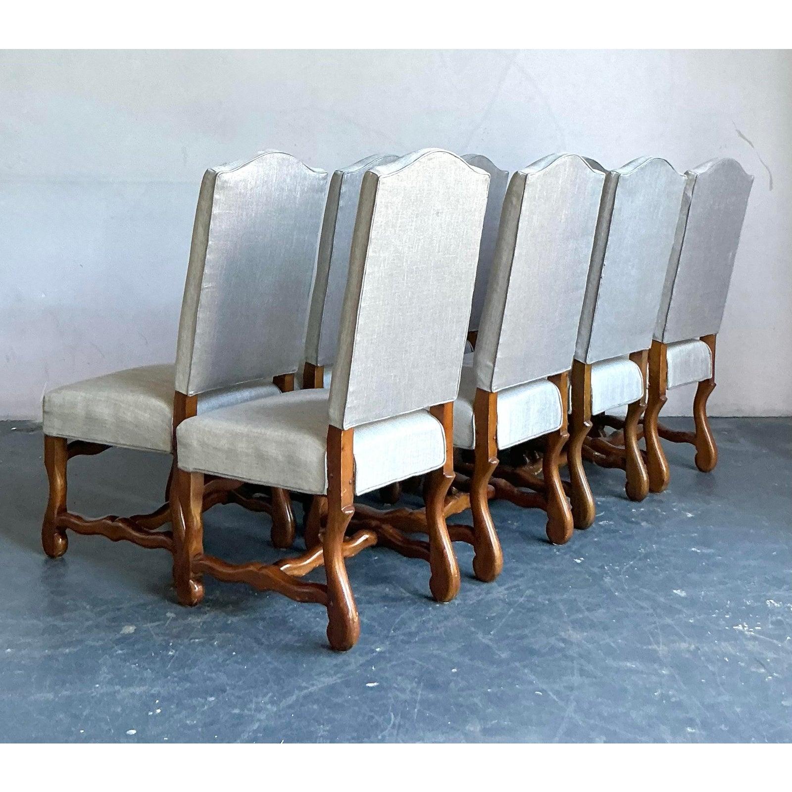 20th Century Vintage Boho Ous De Mouton Dining Chairs - Set of 8 For Sale