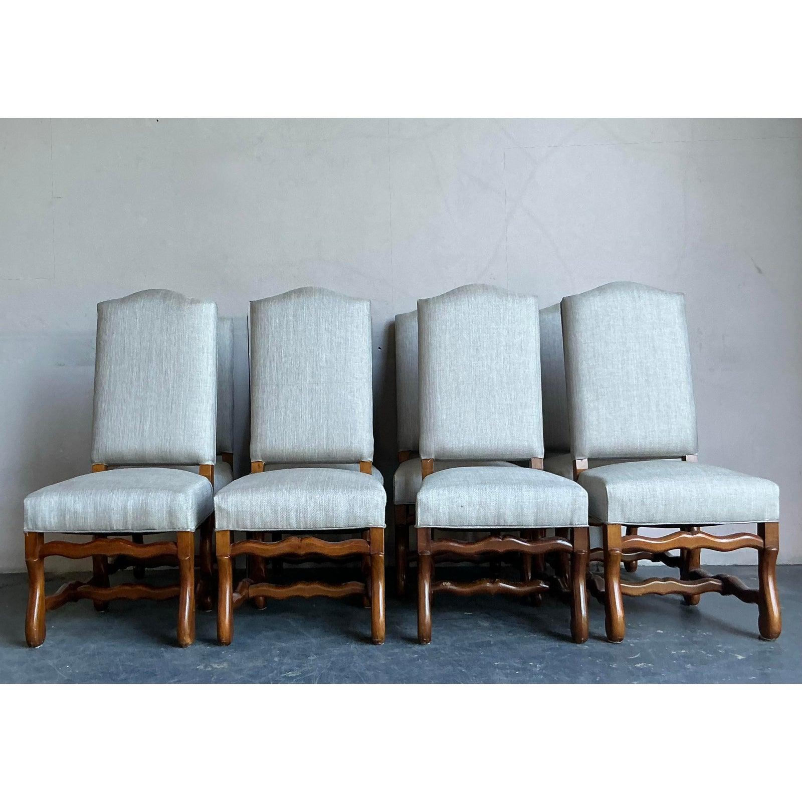 Vintage Boho Ous De Mouton Dining Chairs - Set of 8 For Sale 1