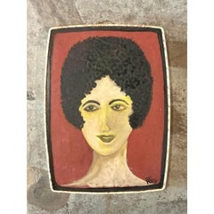 Vintage Boho Außenseiter Porträt auf Harz-Deckel