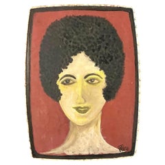 Ritratto Outsider Boho d
epoca su coperchio in resina