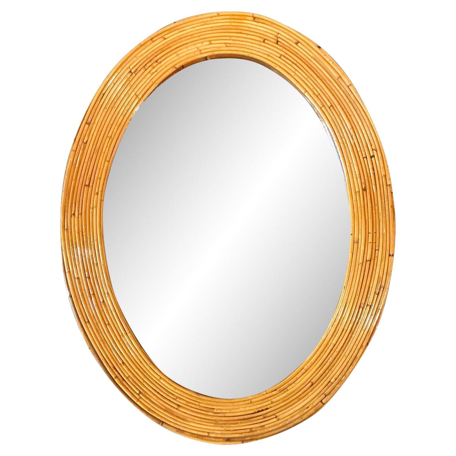 Vintage Boho Oval Pencil Reed Mirror