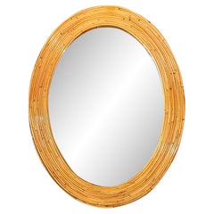Vintage Boho Oval Pencil Reed Mirror