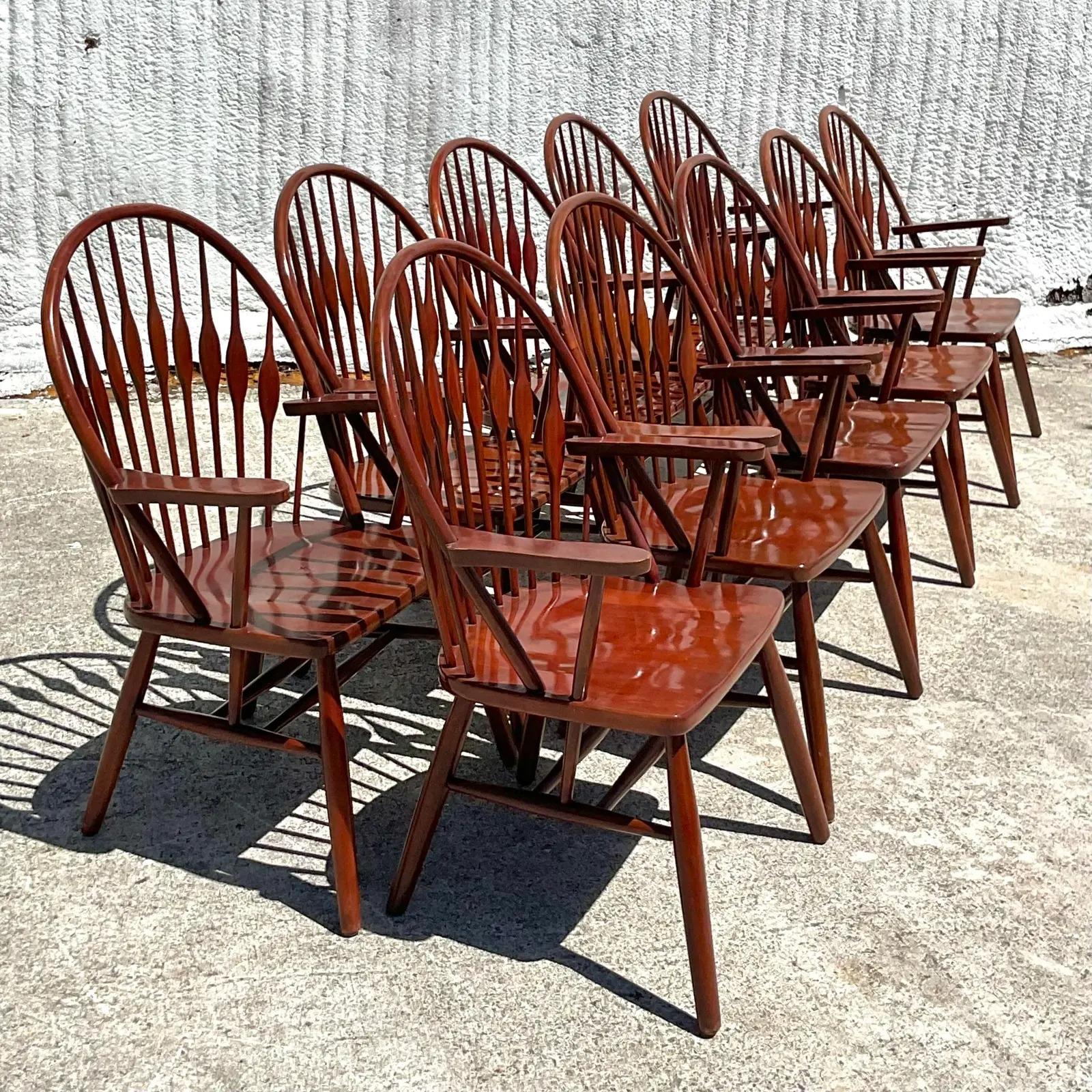 Paint Vintage Boho Paddle Back Windsor Dining Chairs, Set of 10