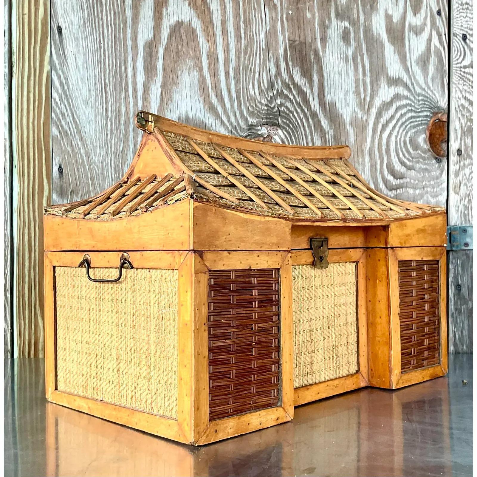 Philippine Vintage Boho Pagoda Trunk For Sale