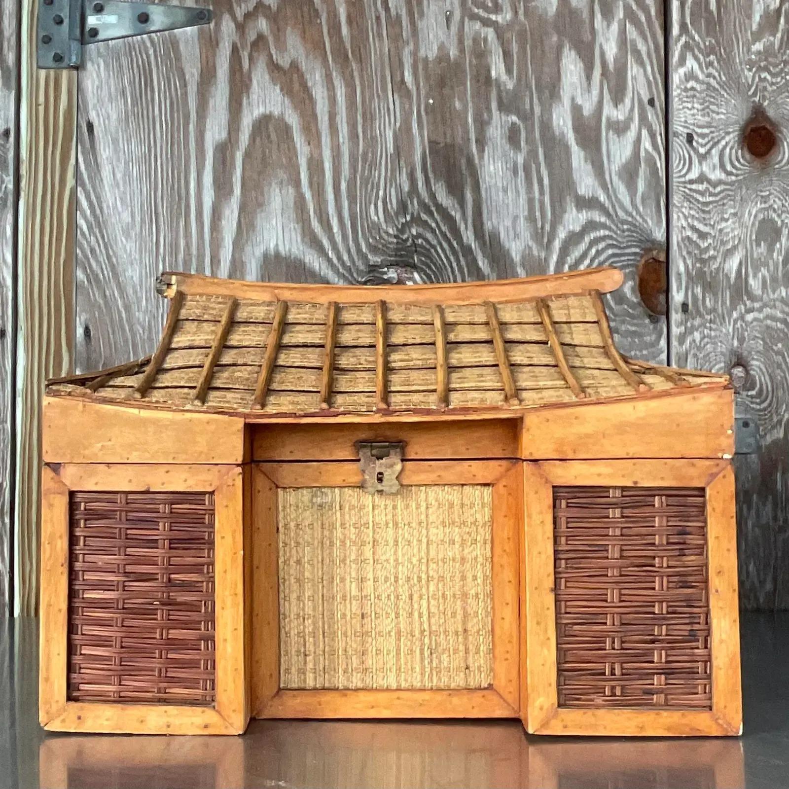 Vintage Boho Pagoda Trunk For Sale 2