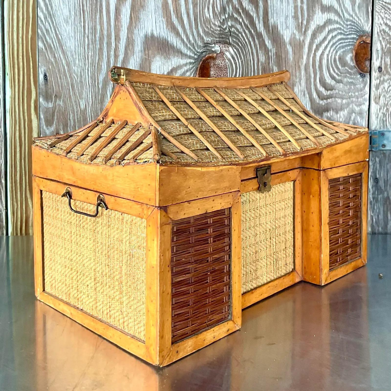 Vintage Boho Pagoda Trunk For Sale 3