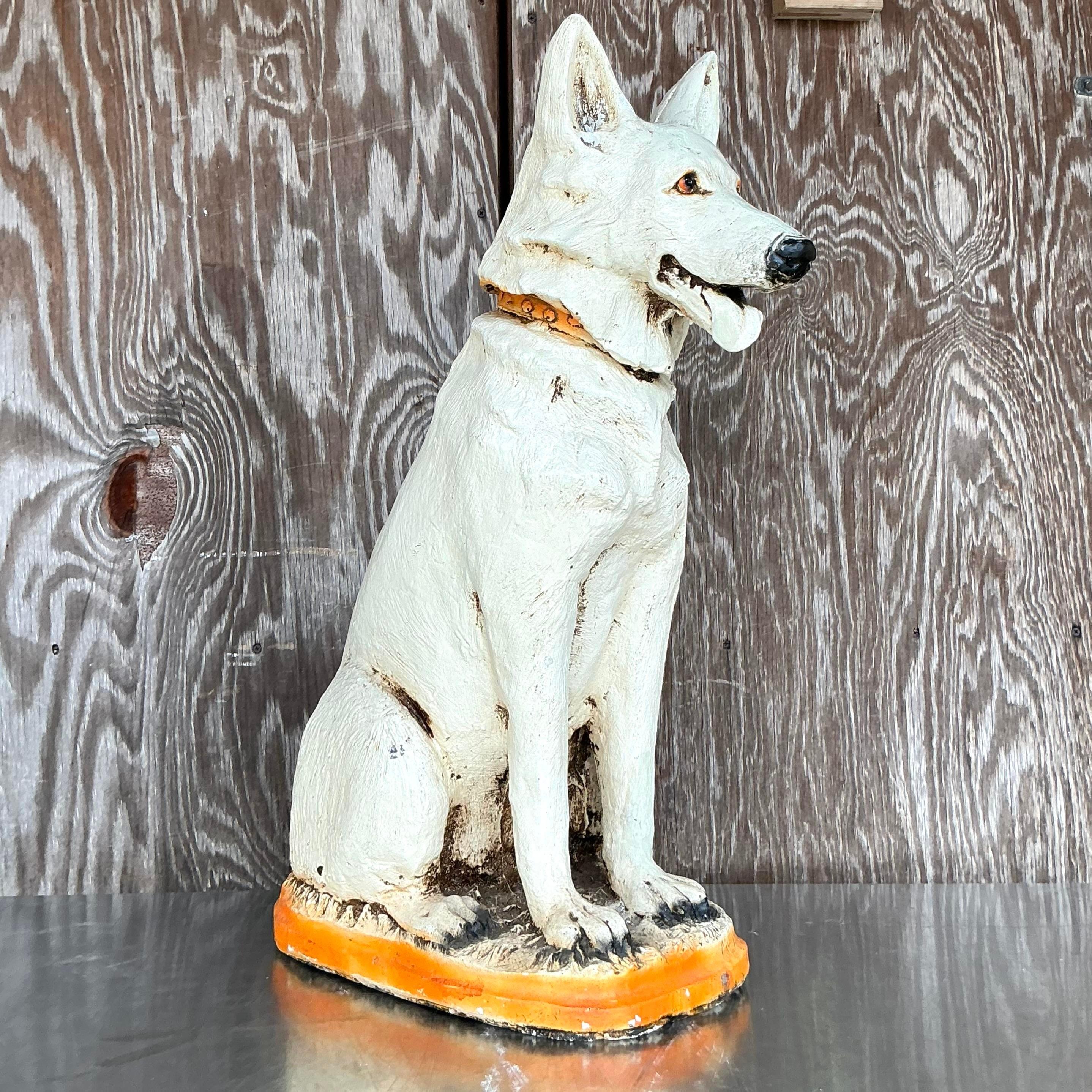 Perro de cerámica pintado vintage boho Mexicano en venta