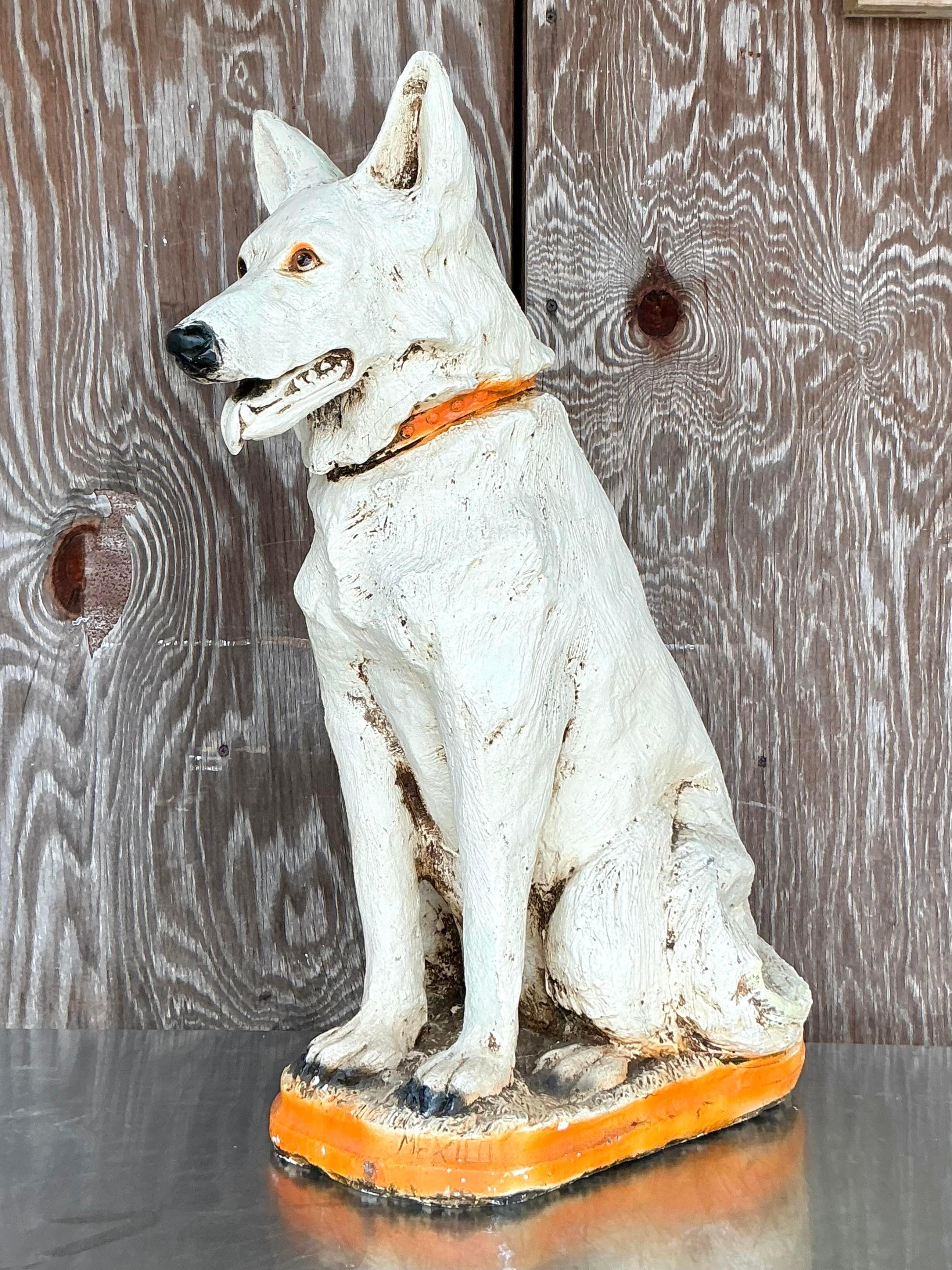 Perro de cerámica pintado vintage boho en Bueno estado para la venta en west palm beach, FL