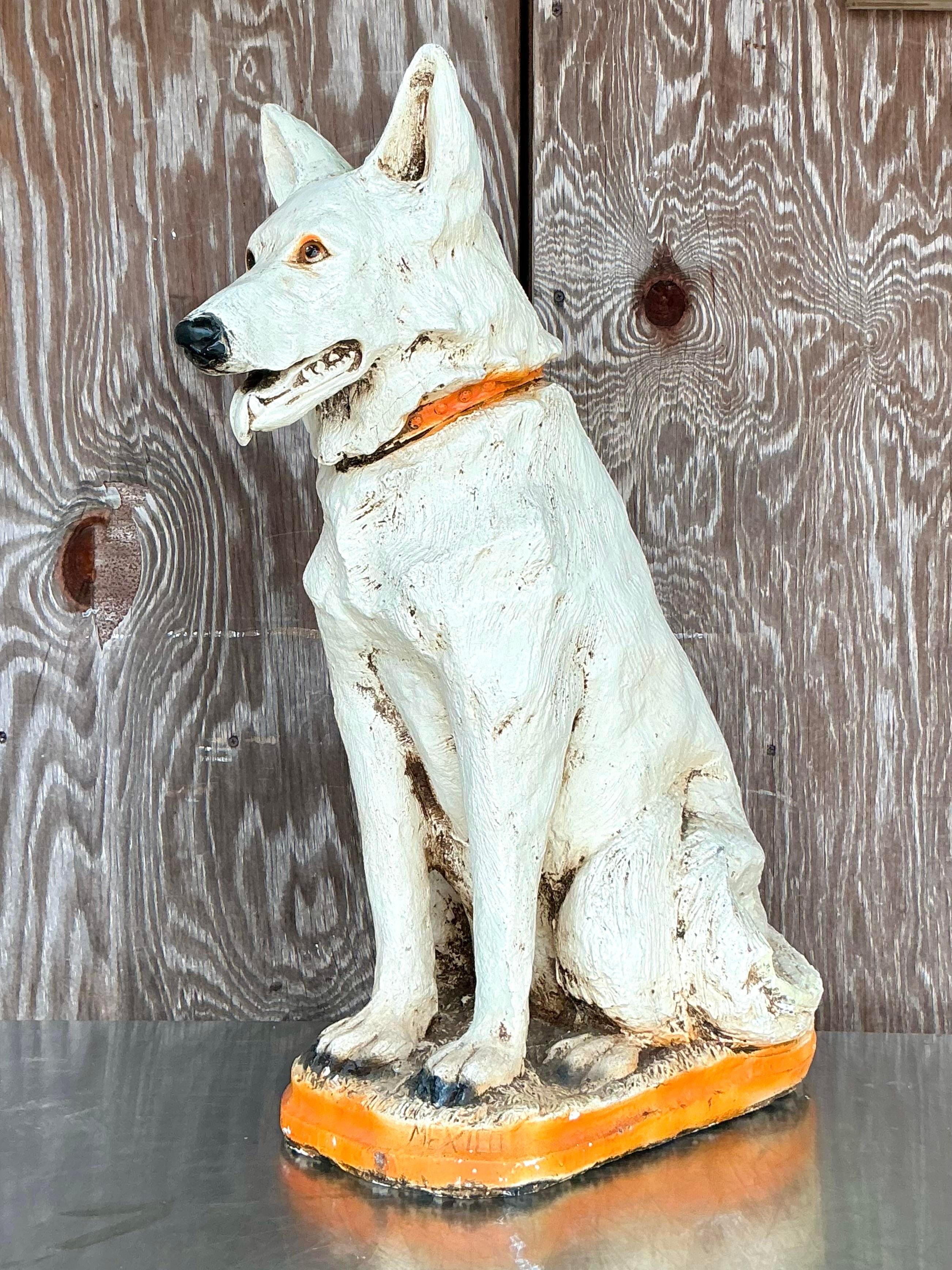 Perro de cerámica pintado vintage boho Cerámico en venta