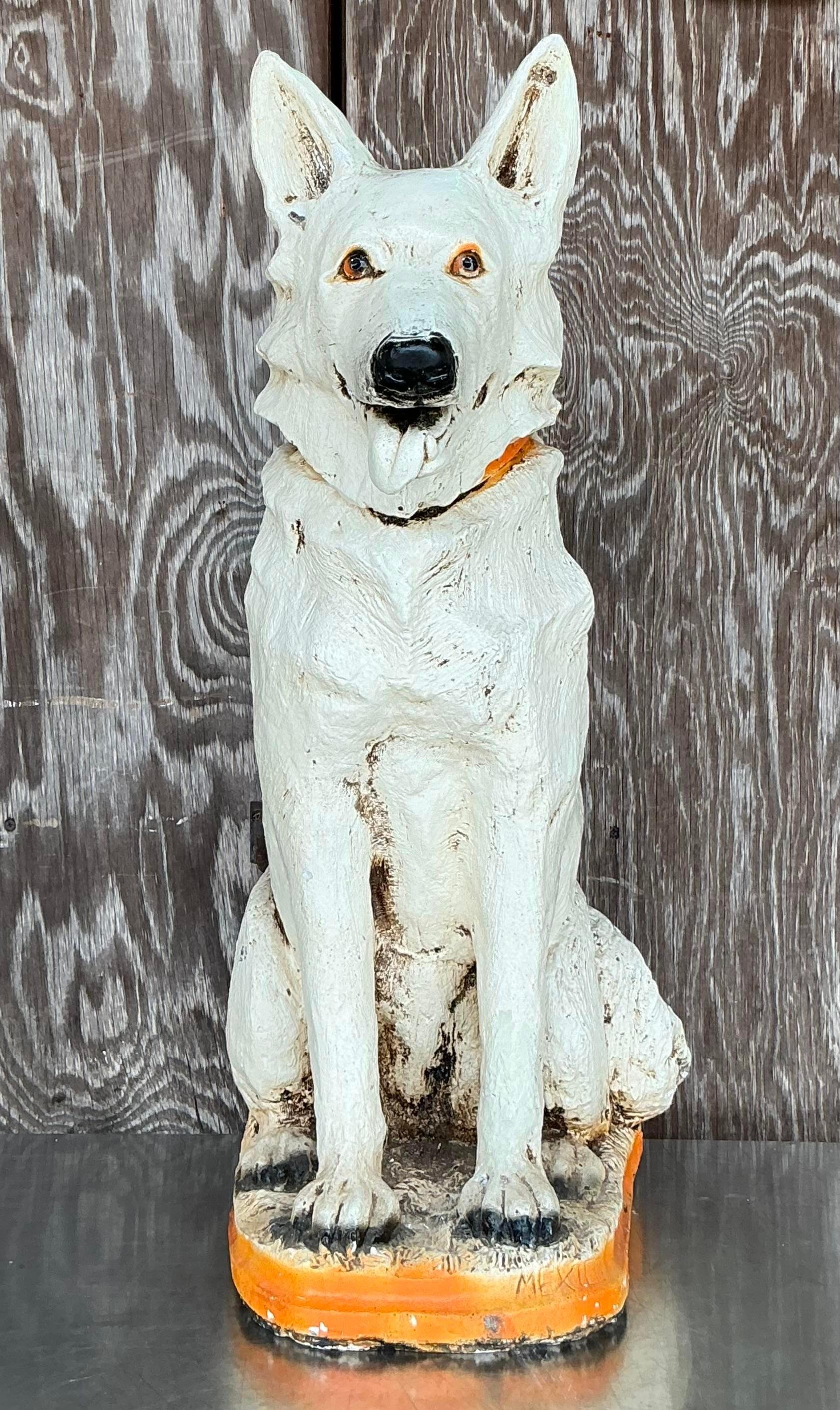 Perro de cerámica pintado vintage boho en venta 1