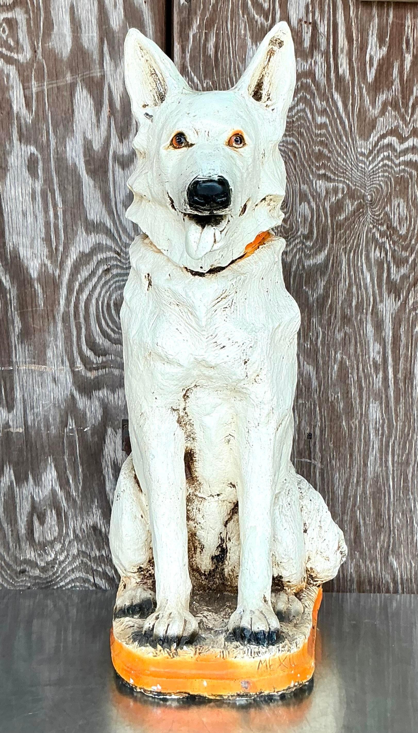 Perro de cerámica pintado vintage boho en venta 2