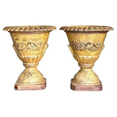 Urne in ferro dipinte in stile boho vintage - una coppia