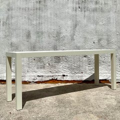 Vintage Boho Painted Parsons Console Table