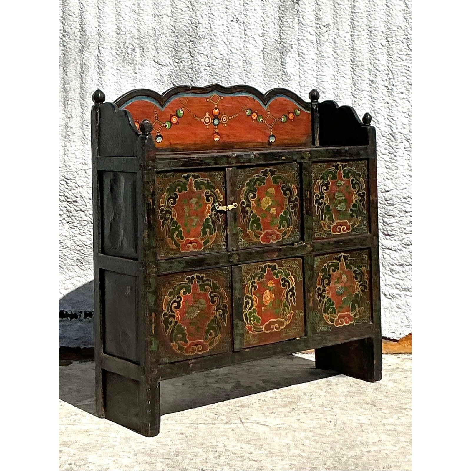 Rustic Vintage Boho Painted Wagon Sideboard