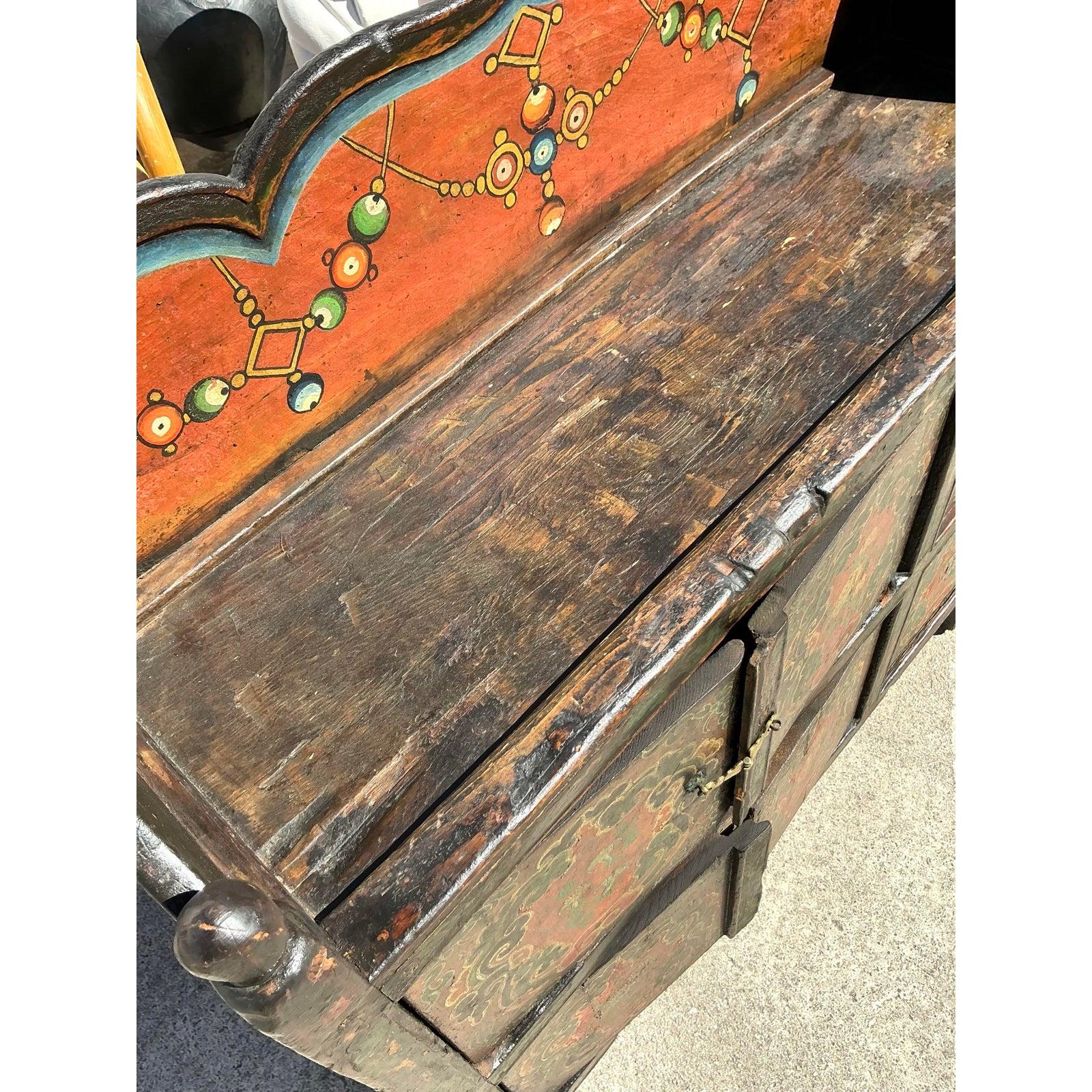 20th Century Vintage Boho Painted Wagon Sideboard
