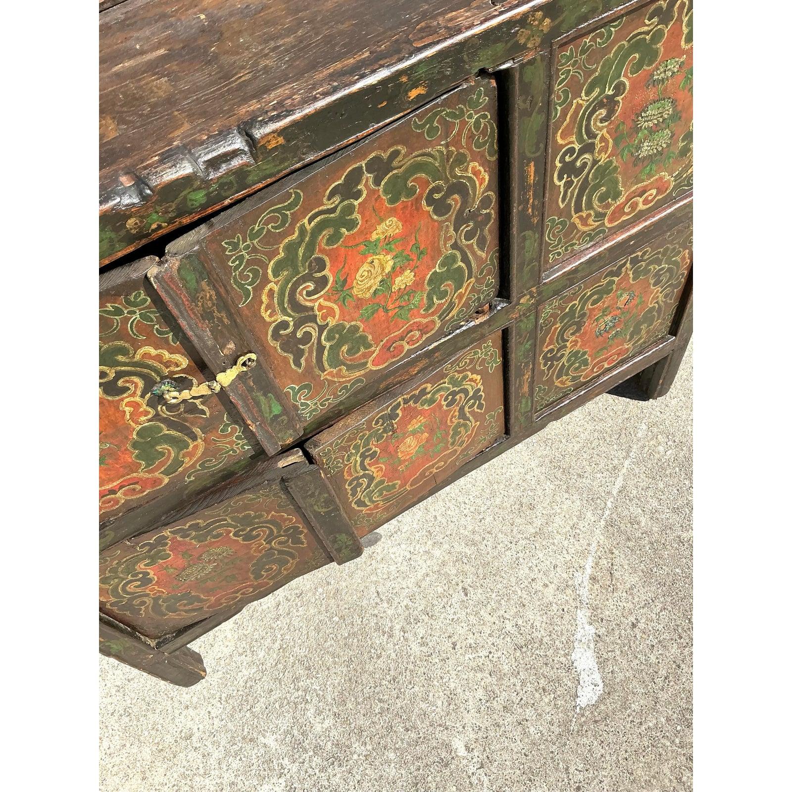 Vintage Boho Painted Wagon Sideboard 1