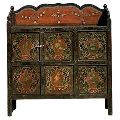 Buffet vintage Boho peint en forme de chariot