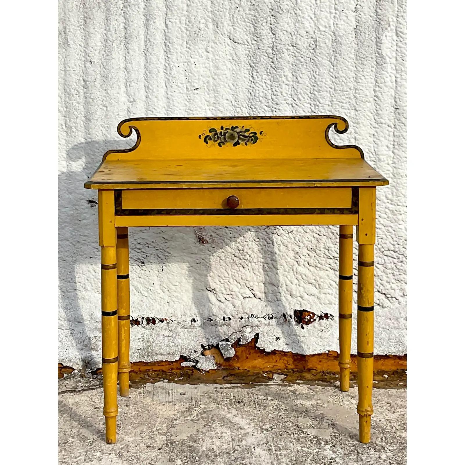 20th Century Vintage Boho Painted Writing Desk