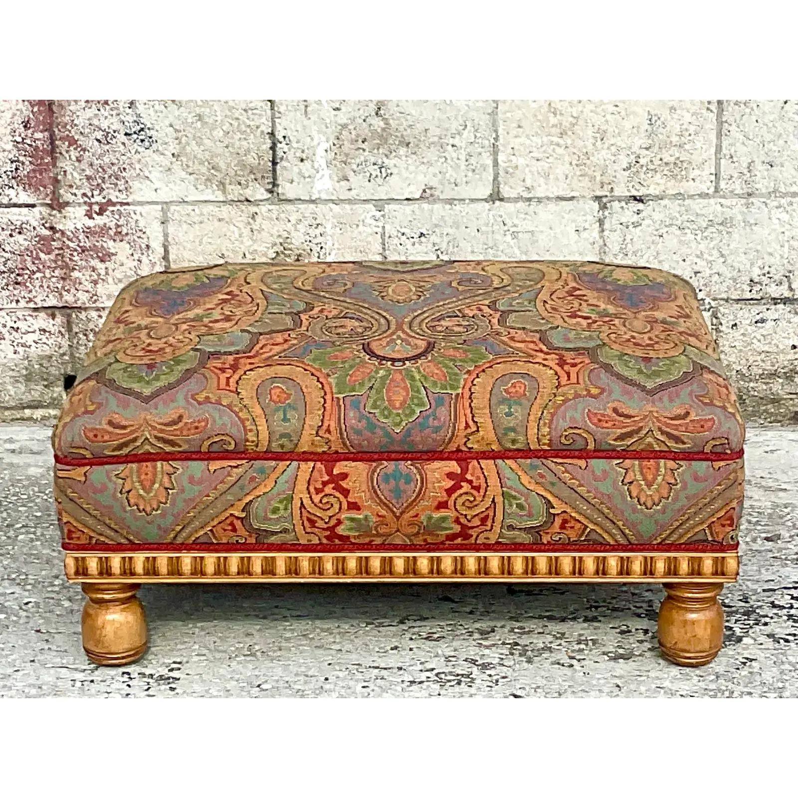 Textile Vintage Boho Paisley Jacquard Ottoman