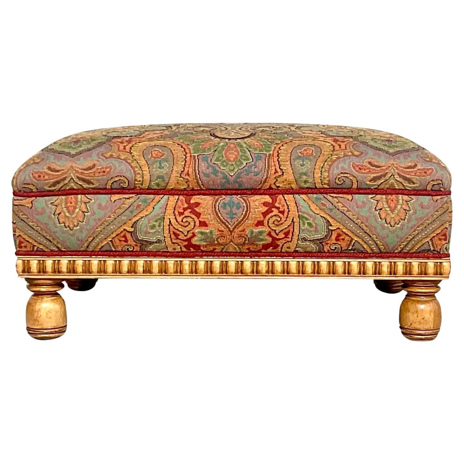 Vintage Boho Paisley Jacquard Ottoman