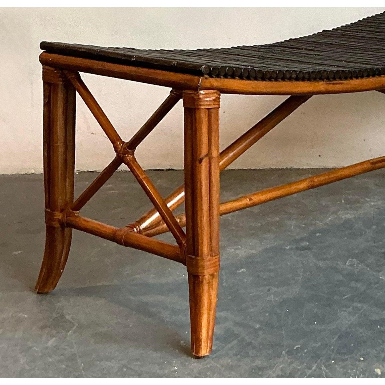 Banco de bambú Vintage Boho Palecek en Bueno estado para la venta en West Palm Beach, FL