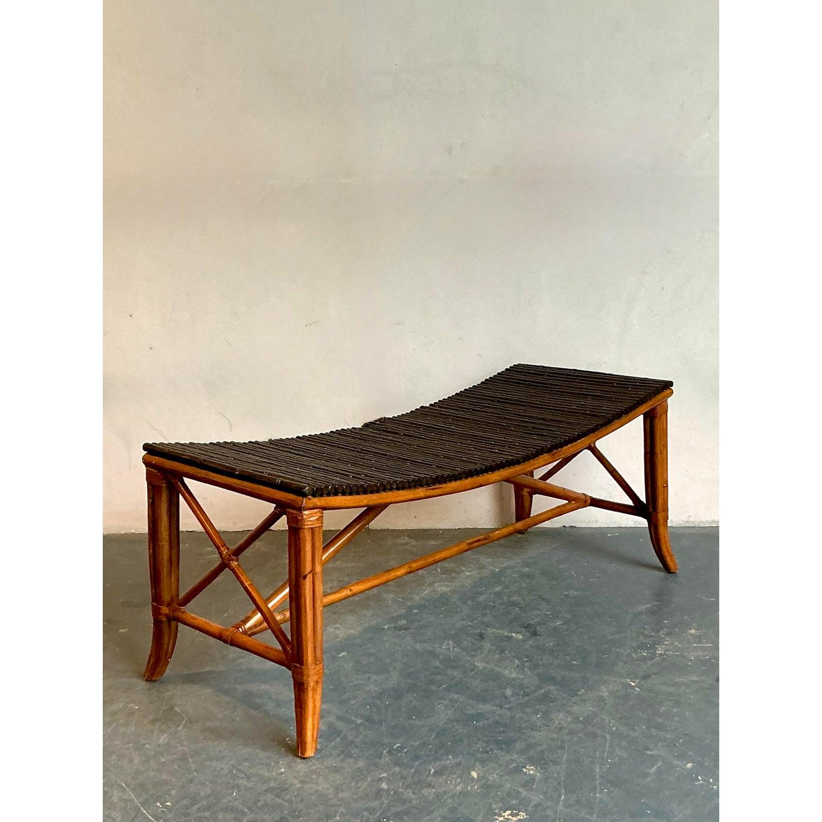 Banco de bambú Vintage Boho Palecek en venta 2