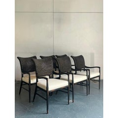 Vintage Boho Palecek “Catalina Cane” Arm Chairs - Set of 6