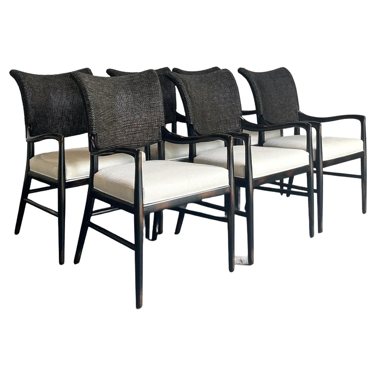 Poltroncine Boho Palecek "Catalina Cane" vintage - Set di 6 in vendita
