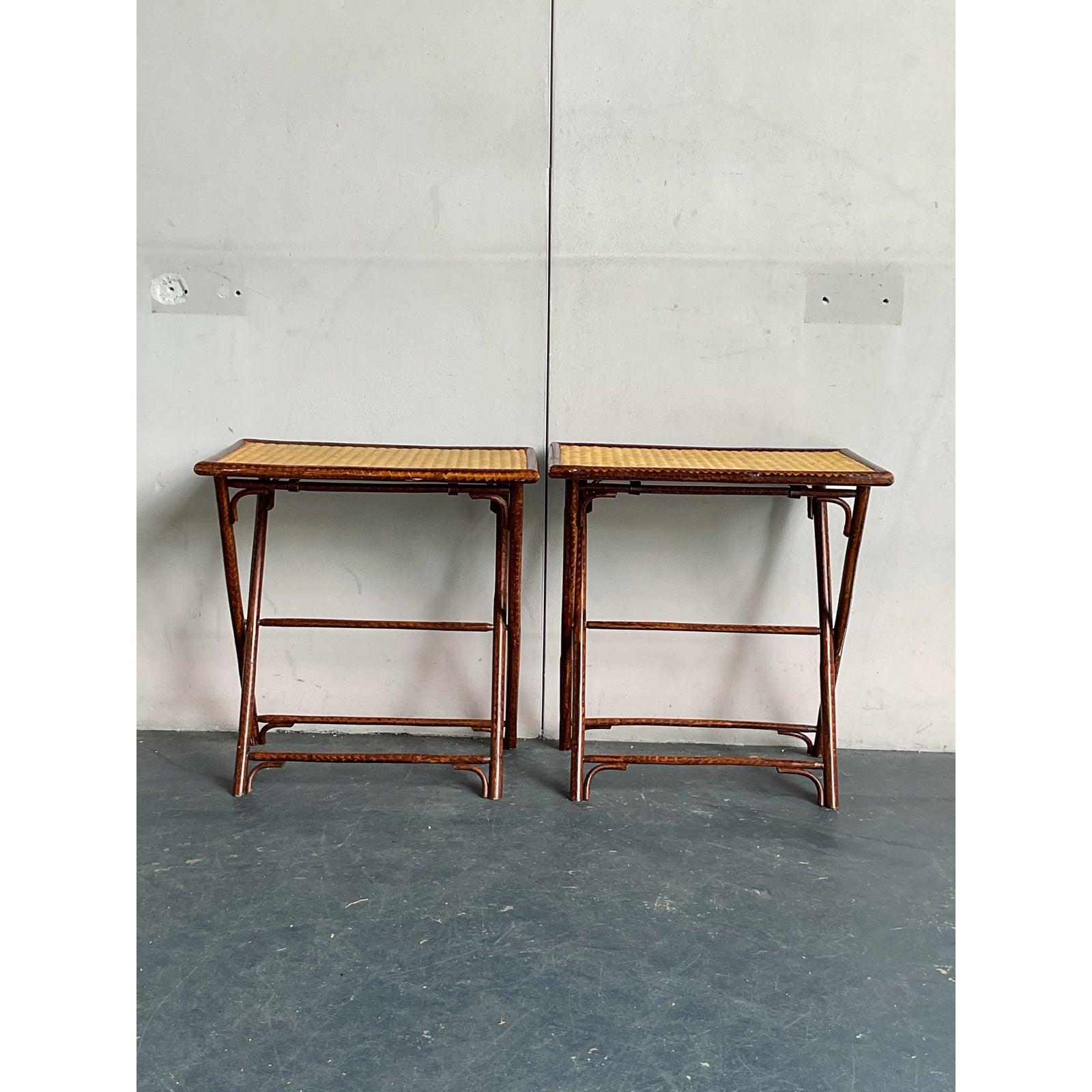20ième siècle Paire de tables-plateaux vintage Boho Palecek en vente