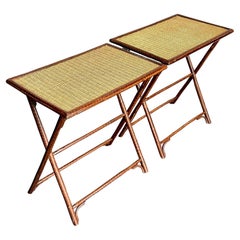 Vintage Boho Palecek Tablett Tische - Ein Paar