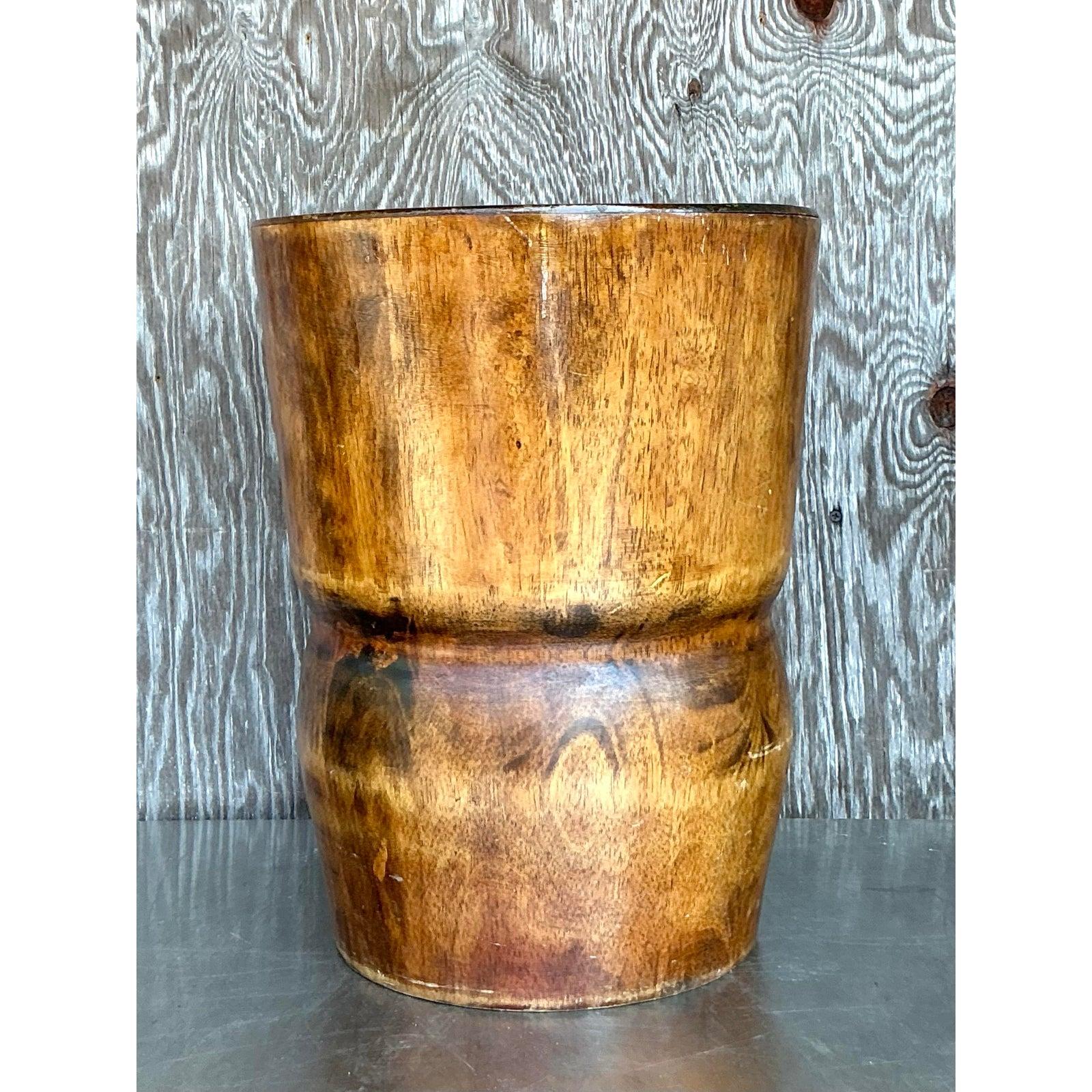 Vintage Boho Palm Tree Low Stool For Sale 1