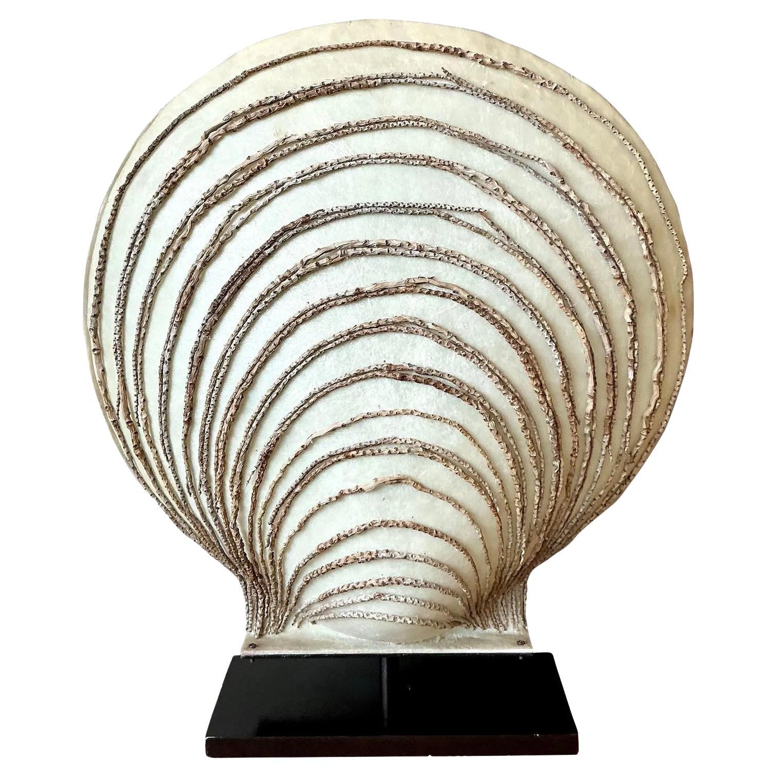 Vintage Boho Parchment Clamshell Lamp For Sale