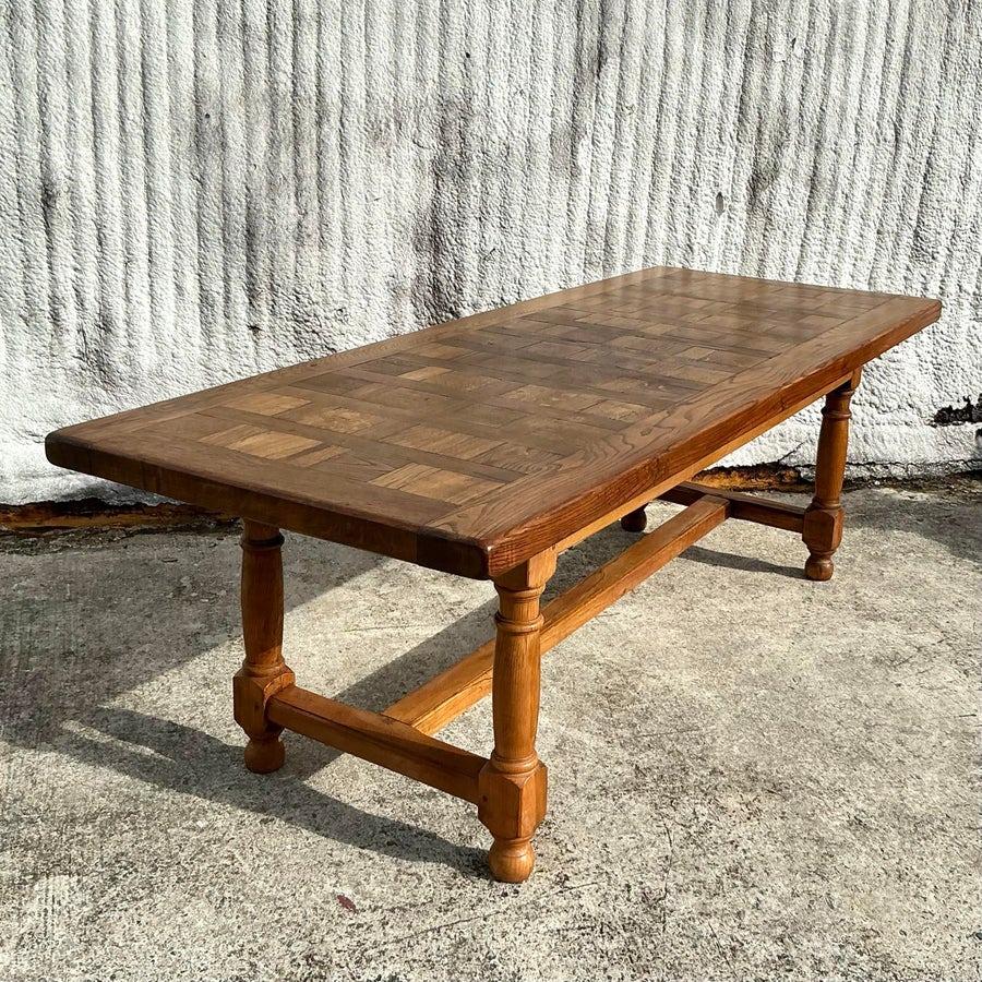 Americano Tavolo da fattoria in parquet vintage Boho in vendita