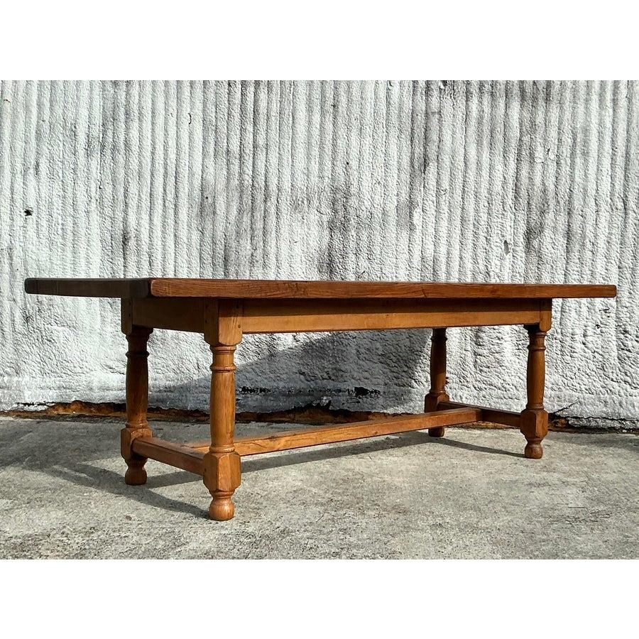 Tavolo da fattoria in parquet vintage Boho In condizioni buone in vendita a west palm beach, FL